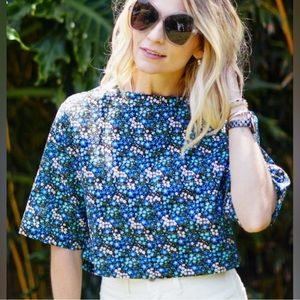 NWT BURU boxy cropped top in floral design